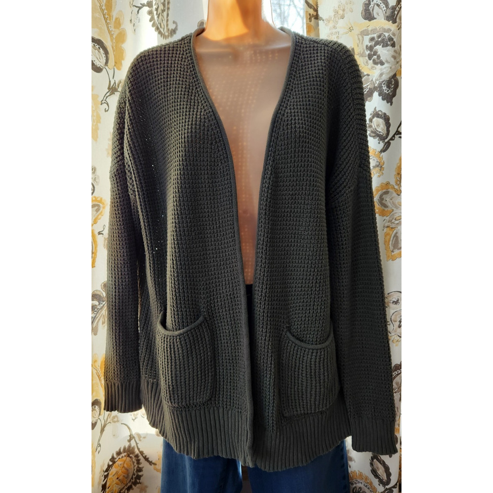 Universal Thread Cardigan Tunic Knit Sweater Women's Large Green Pockets Warm
